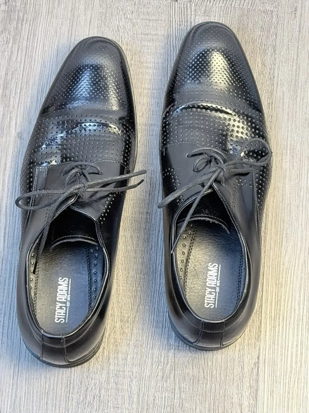 Stacy Adams 20149-001 Men’s Size 10M Black Cap Toe Oxford Dress Shoes Brogue